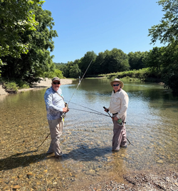 Two people fishing in AR