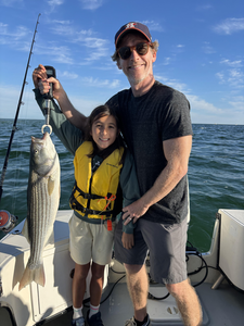 Nice striped bass from Barnstable Harbor! Clear conditions made for excellent fishing today.