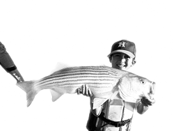 Nice striped bass caught using multiple techniques in clear conditions!