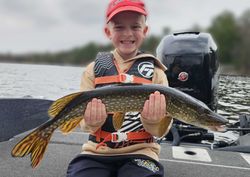 Northern pike caught fishing in Breezy Point MN displayed on boat