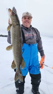 Northern pike catch from ice fishing in Breezy Point Minnesota