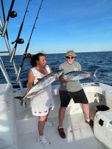 Two Little Tunny fish, measuring 29 inches, caught while fishing at Wrightsville Beach