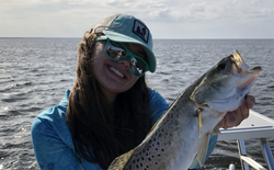 A spotted weakfish caught while fishing in Steinhatchee