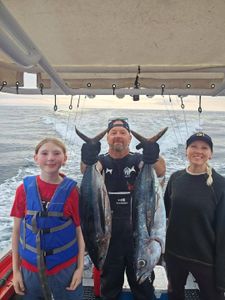 Two blackfin tuna fish caught in the Pacific City