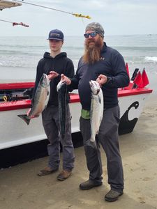 3 bluefish and coho salmon caught while fishing in Pacific City
