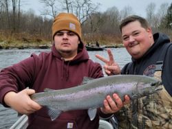 Fishing for a beautiful rainbow trout in NY