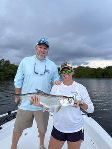 Nice tarpon on light tackle today! Great jigging and fly fishing action.