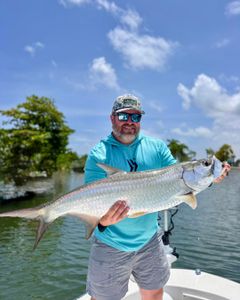 A tarpon fish being caught while fishing in San Juan