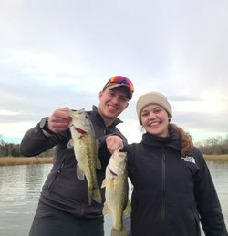 Two largemouth bass caught while fishing in TX