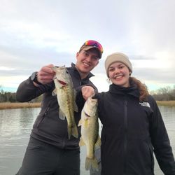 Two largemouth bass caught fishing in TX