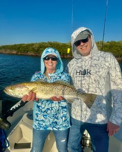 Photograph of a spotted weakfish, 32 inches long, caught while fishing in FL
