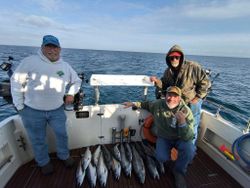 Two coho salmon caught while fishing in Wisconsin