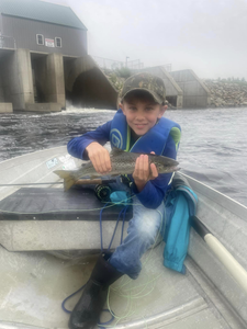 Photo of a rainbow trout being caught while fishing in South China