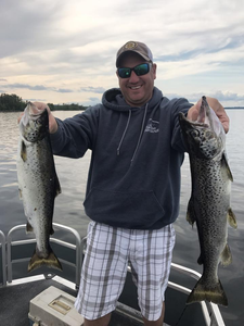 Two pink salmon, fishing in ME