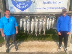 Eight Chinook salmon caught during fishing in Sheboygan