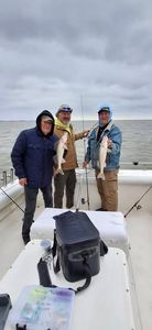 Fishing trip on boat in Port Clinton OH with fishing rods and tackle box on deck