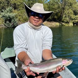 Photograph of a 17-inch rainbow trout caught while fishing in CA