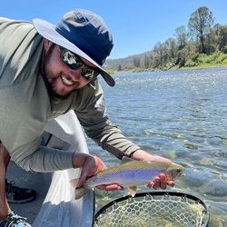 Photograph of a 9-inch rainbow trout caught while fishing in Napa