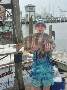 Sheepshead fish catch displayed at marina dock in Gulfport MS