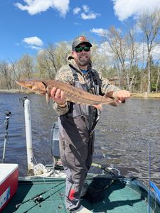 Lake sturgeon caught while fishing in Fort Atkinson Wisconsin