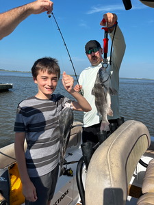 Nice black drum action using deep sea jigging and light tackle in Savannah waters!