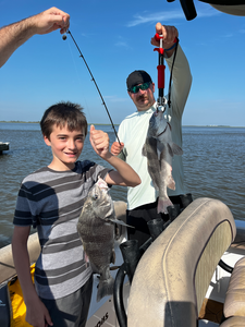 Nice pair of black drum using light tackle and jigging techniques in Savannah waters!