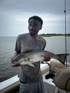 Great catch using deep sea jigging and trolling techniques in partly cloudy conditions!