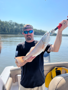 Nice redfish caught using deep sea jigging and light tackle in Savannah waters!
