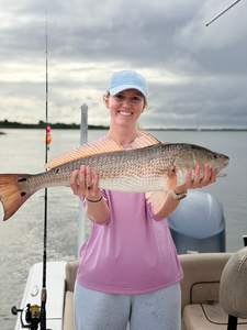 Nice redfish on light tackle in Savannah! Deep sea jigging and trolling produced this exciting catch.