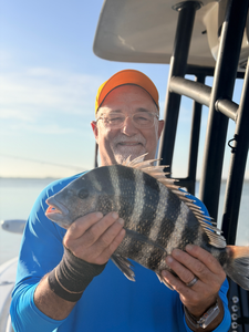 Nice sheepshead using deep sea jigging and trolling in partly cloudy conditions!
