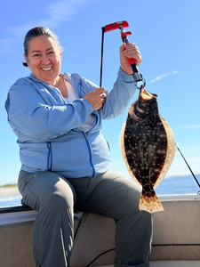 Nice Southern Flounder on the deep sea jigging adventure!