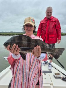 Black drum fish caught during fishing trip on Hilton Head Island