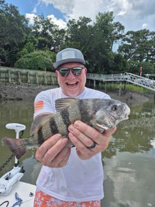 Catch of the day! A big black drum fish caught in SC.