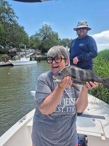 A large Black Drum fish caught while fishing in South Carolina
