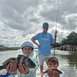 Two black drum fish caught in SC