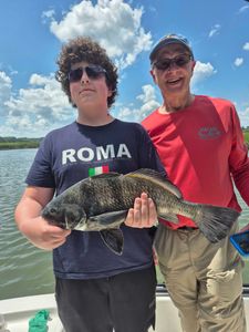 A black drum fish caught on a fishing trip at Hilton Head Island