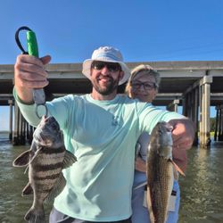 Two black drum and redfish caught fishing in South Carolina