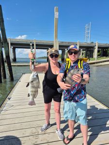 Two black drum fish caught on Hilton Head Island