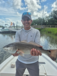 Huge 26-inch redfish hooked while jigging off Hilton Head!