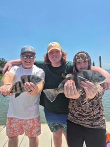 Two Black Drum fish caught on fishing trip at Hilton Head Island