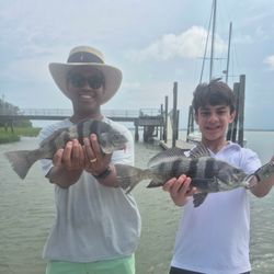 Two black drum fish caught in SC
