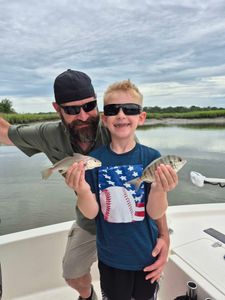 Two pinfish and Atlantic croaker caught in South Carolina