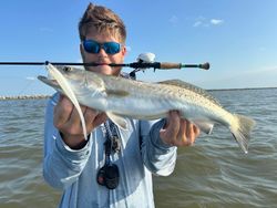 One fisherman fishing in Galveston