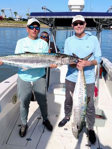 Two large King Mackerel caught during fishing trip in Fort Pierce FL displayed on boat deck