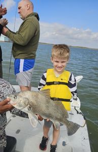 Black drum catch on fishing charter in Corpus Christi TX