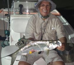 One tarpon, a powerful saltwater gamefish, caught while fishing in South Padre Island