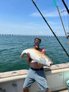 ook at that catch! Big redfish!