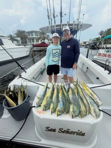 Fresh caught mahi mahi displayed on fishing boat in Tavernier FL