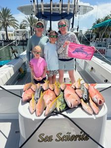 Yellowfin fishing catch displayed on boat deck in Tavernier FL