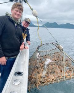 Two people fishing in Larsen Bay